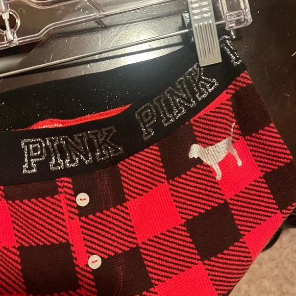 PINK Victoria's Secret Red and Black Check Pajama Pants - Picture 2 of 2